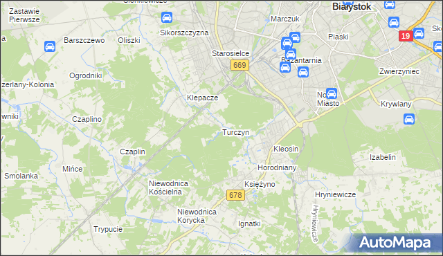 mapa Turczyn gmina Choroszcz, Turczyn gmina Choroszcz na mapie Targeo