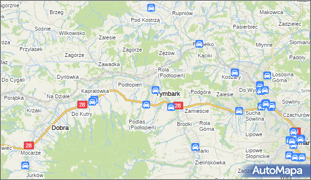 mapa Tymbark, Tymbark na mapie Targeo