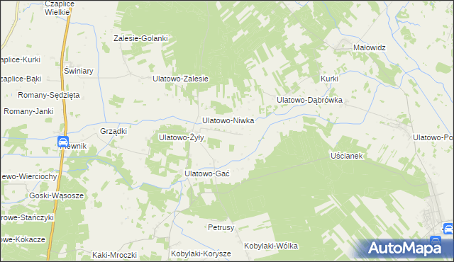 mapa Ulatowo-Borzuchy, Ulatowo-Borzuchy na mapie Targeo