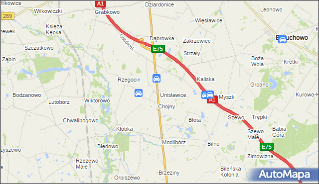 mapa Unisławice, Unisławice na mapie Targeo