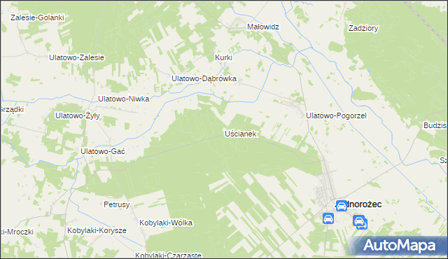 mapa Uścianek gmina Jednorożec, Uścianek gmina Jednorożec na mapie Targeo