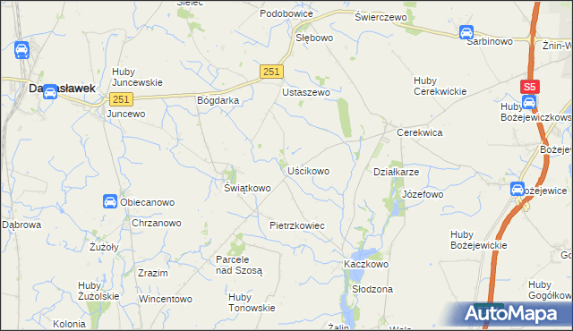 mapa Uścikowo gmina Żnin, Uścikowo gmina Żnin na mapie Targeo