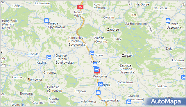 mapa Uszew, Uszew na mapie Targeo