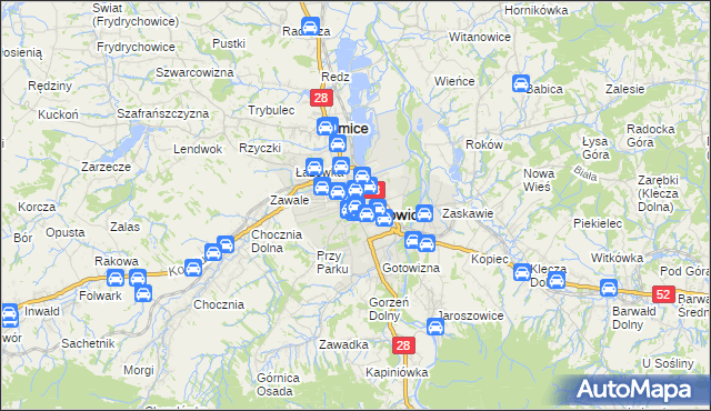 mapa Wadowice, Wadowice na mapie Targeo