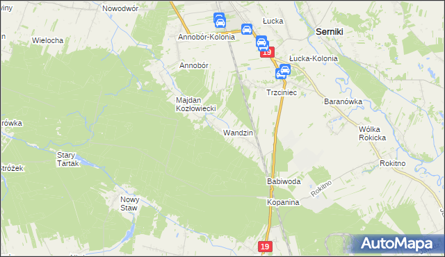 mapa Wandzin gmina Lubartów, Wandzin gmina Lubartów na mapie Targeo