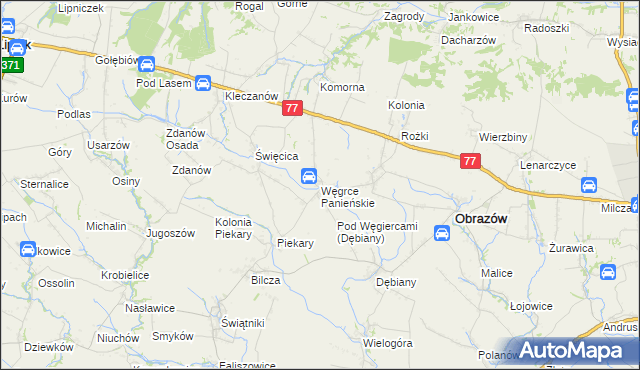 mapa Węgrce Panieńskie, Węgrce Panieńskie na mapie Targeo