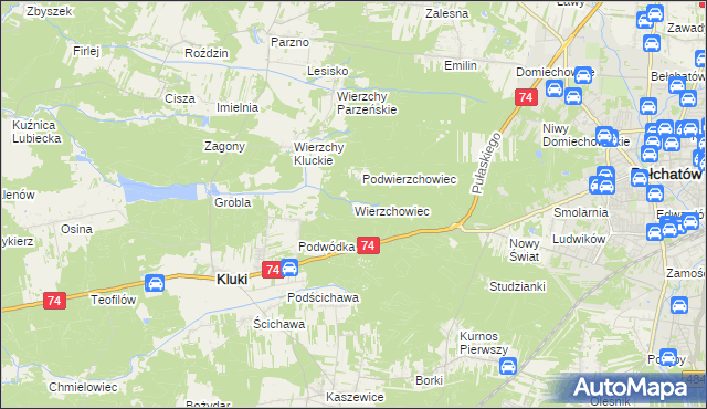 mapa Wierzchowiec, Wierzchowiec na mapie Targeo