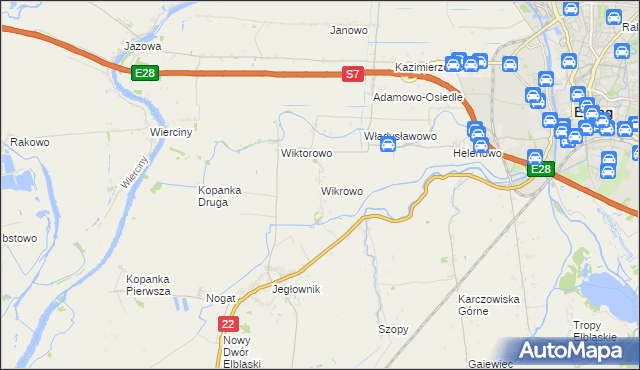mapa Wikrowo gmina Gronowo Elbląskie, Wikrowo gmina Gronowo Elbląskie na mapie Targeo