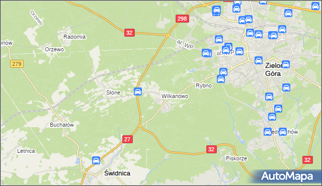 mapa Wilkanowo gmina Świdnica, Wilkanowo gmina Świdnica na mapie Targeo