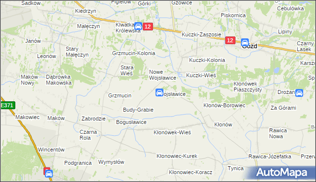 mapa Wojsławice gmina Gózd, Wojsławice gmina Gózd na mapie Targeo