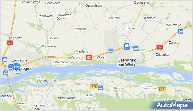 mapa Wola gmina Czerwińsk nad Wisłą, Wola gmina Czerwińsk nad Wisłą na mapie Targeo