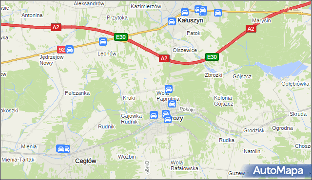 mapa Wola Paprotnia, Wola Paprotnia na mapie Targeo