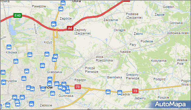 mapa Wola Rzędzińska, Wola Rzędzińska na mapie Targeo