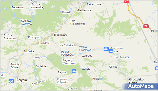 mapa Wólka Grodziska gmina Grodzisko Dolne, Wólka Grodziska gmina Grodzisko Dolne na mapie Targeo
