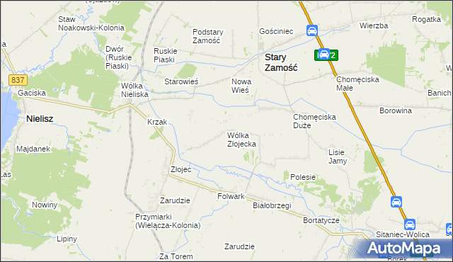 mapa Wólka Złojecka, Wólka Złojecka na mapie Targeo