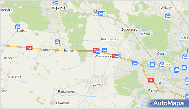 mapa Wróblowice gmina Miękinia, Wróblowice gmina Miękinia na mapie Targeo