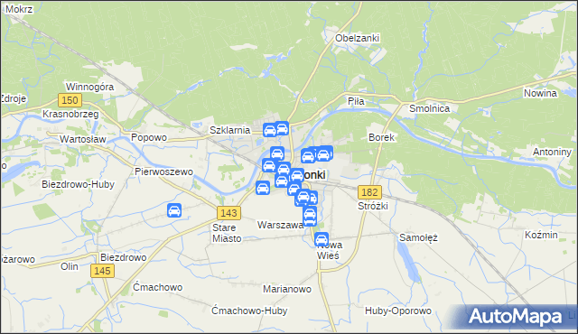 mapa Wronki powiat szamotulski, Wronki powiat szamotulski na mapie Targeo