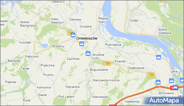 mapa Wysokie Koło, Wysokie Koło na mapie Targeo