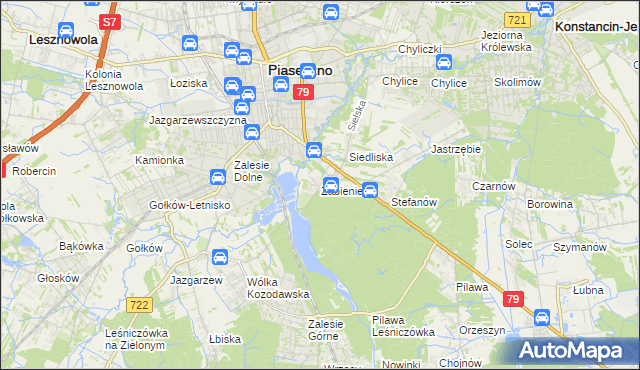 mapa Żabieniec gmina Piaseczno, Żabieniec gmina Piaseczno na mapie Targeo