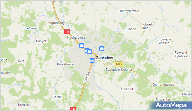 mapa Zabłudów, Zabłudów na mapie Targeo