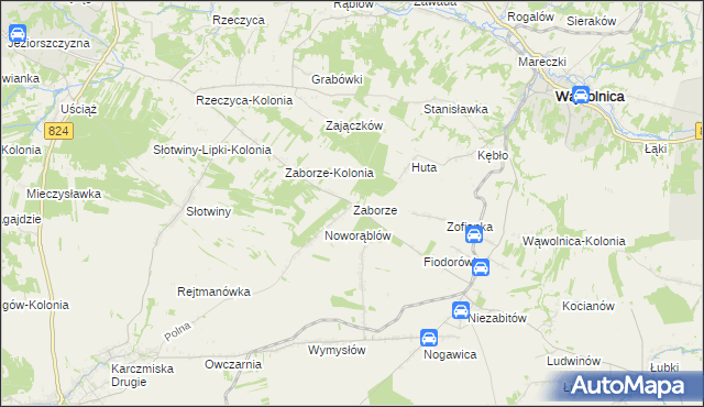 mapa Zaborze gmina Karczmiska, Zaborze gmina Karczmiska na mapie Targeo