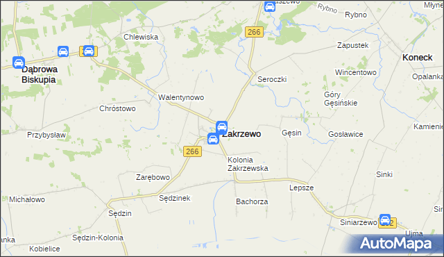 mapa Zakrzewo powiat aleksandrowski, Zakrzewo powiat aleksandrowski na mapie Targeo
