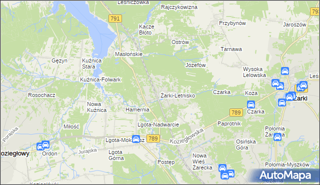 mapa Żarki-Letnisko, Żarki-Letnisko na mapie Targeo