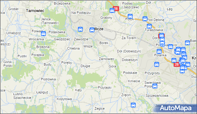 mapa Żarnowiec gmina Jedlicze, Żarnowiec gmina Jedlicze na mapie Targeo