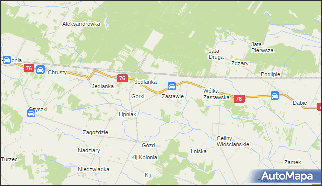 mapa Zastawie gmina Stanin, Zastawie gmina Stanin na mapie Targeo