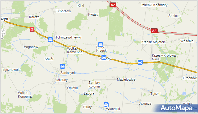 mapa Zawady gmina Zbuczyn, Zawady gmina Zbuczyn na mapie Targeo
