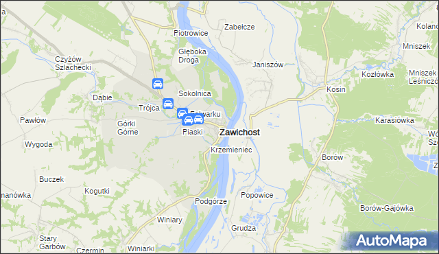 mapa Zawichost, Zawichost na mapie Targeo