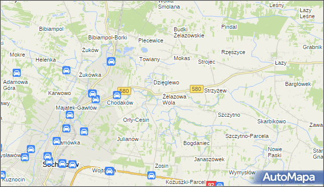mapa Żelazowa Wola, Żelazowa Wola na mapie Targeo