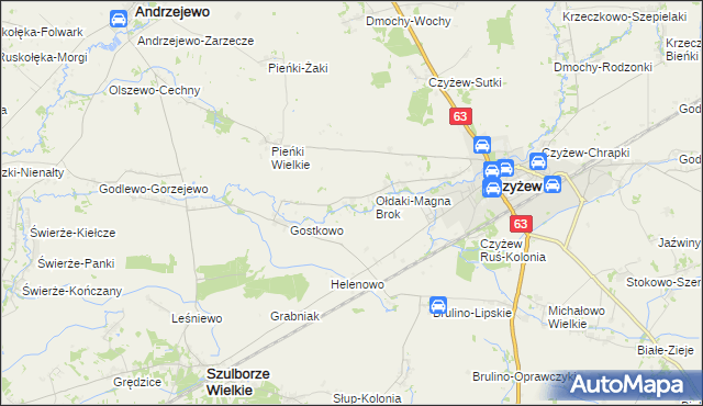 mapa Żelazy-Brokowo, Żelazy-Brokowo na mapie Targeo
