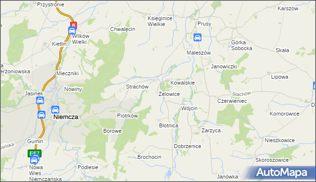 mapa Żelowice, Żelowice na mapie Targeo