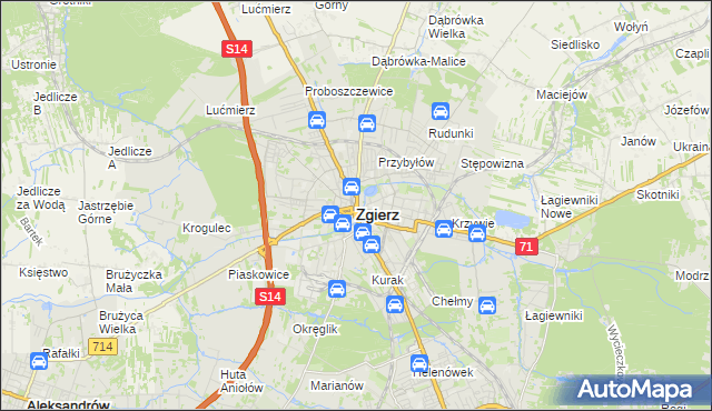 mapa Zgierz, Zgierz na mapie Targeo
