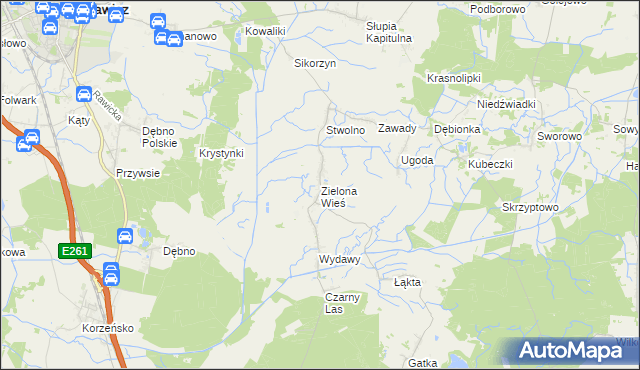 mapa Zielona Wieś gmina Rawicz, Zielona Wieś gmina Rawicz na mapie Targeo