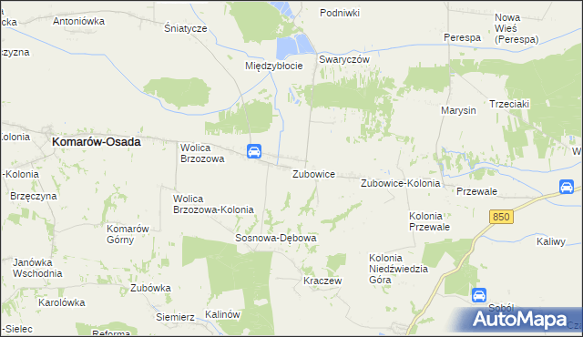 mapa Zubowice, Zubowice na mapie Targeo