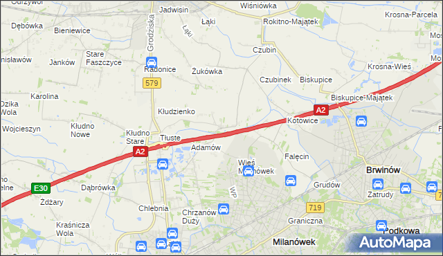 mapa Żuków gmina Grodzisk Mazowiecki, Żuków gmina Grodzisk Mazowiecki na mapie Targeo