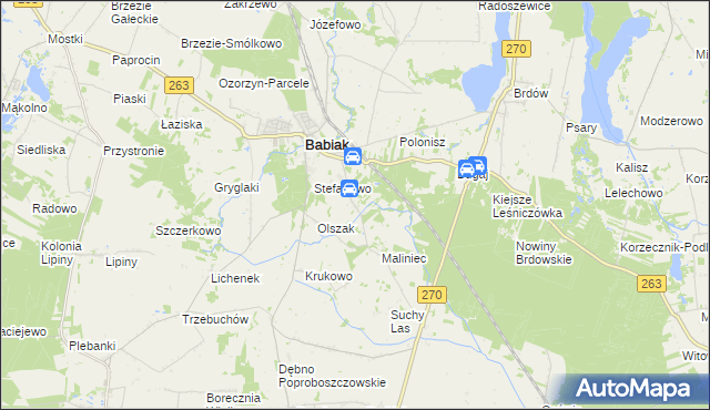 mapa Żurawieniec gmina Babiak, Żurawieniec gmina Babiak na mapie Targeo