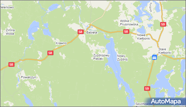 mapa Zyzdrojowy Piecek, Zyzdrojowy Piecek na mapie Targeo