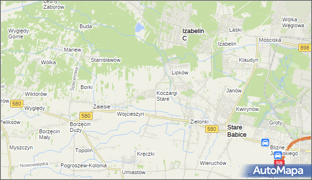 mapa Koczargi Stare, Koczargi Stare na mapie Targeo