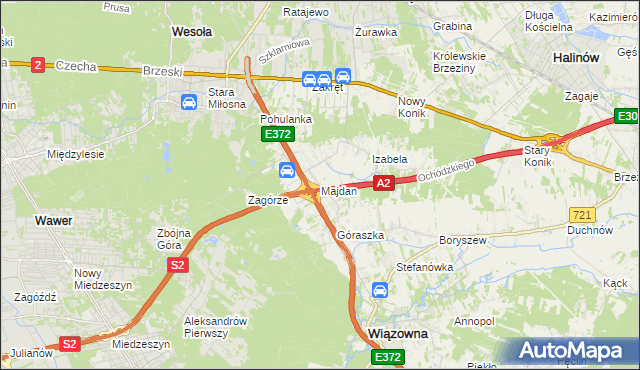 mapa Majdan gmina Wiązowna, Majdan gmina Wiązowna na mapie Targeo