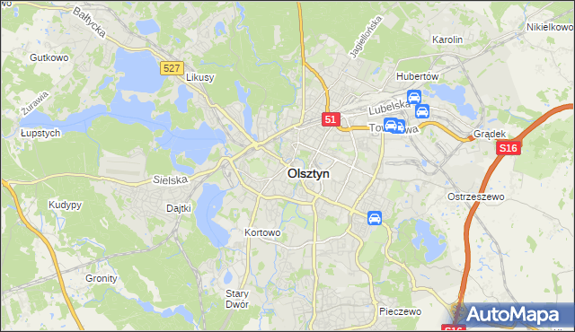 mapa Olsztyna, Olsztyn na mapie Targeo