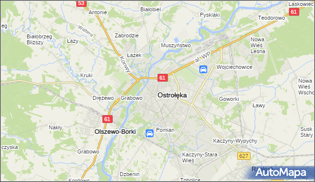 mapa Ostrołęka, Ostrołęka na mapie Targeo