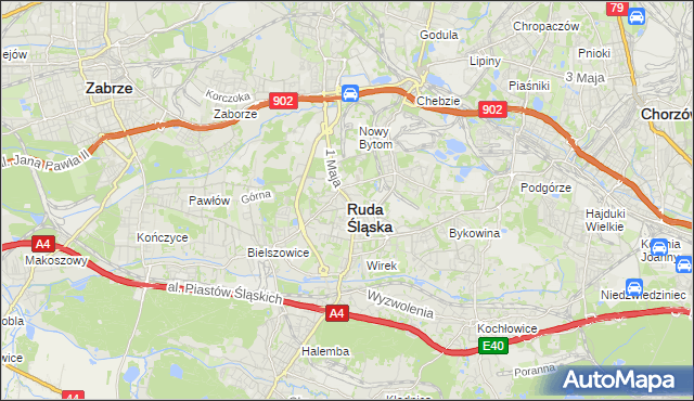 mapa Rudy Śląskiej, Ruda Śląska na mapie Targeo