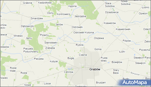 mapa Rybnik gmina Grabów, Rybnik gmina Grabów na mapie Targeo