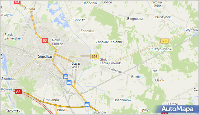 mapa Stok Lacki-Folwark, Stok Lacki-Folwark na mapie Targeo