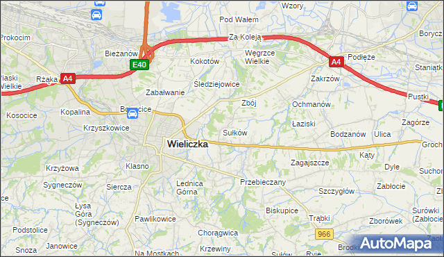 mapa Sułków gmina Wieliczka, Sułków gmina Wieliczka na mapie Targeo