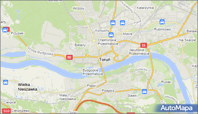 mapa Torunia, Toruń na mapie Targeo