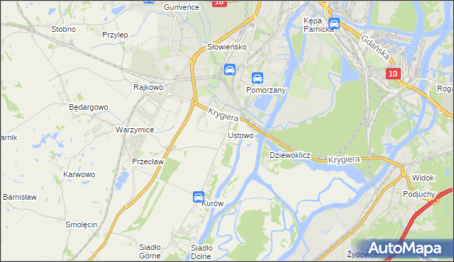 mapa Ustowo, Ustowo na mapie Targeo